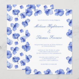 Elegant Blue Hydrangea Floral Wedding Kaart