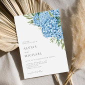Elegant Blue Hydrangea Floral Wedding Kaart