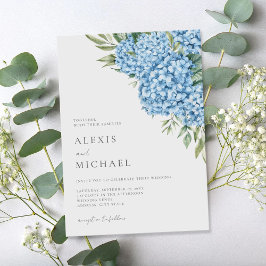 Elegant Blue Hydrangea Floral Wedding Kaart