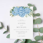 Elegant Blue Hydrangea Floral Wedding Kaart
