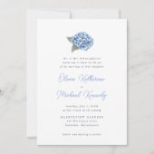 Elegant Blue Hydrangea Floral Wedding Kaart (Voorkant)