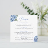Elegant Blue Hydrangea Floral Wedding Menu (Staand voorkant)