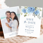 Elegant Blue Hydrangea Floral Wedding Photo Save The Date<br><div class="desc">Voor verdere aanpassing,  te klikken gelieve de "pas verder"verbinding aan en ons ontwerphulpmiddel te gebruiken om deze sjabloon te wijzigen. Als u de voorkeur geeft aan Zelfkleerpapier/matte afwerking,  kunt u overwegen het type matte papier te kiezen. Neem contact met me op als je hulp of overeenkomende objecten nodig hebt.</div>