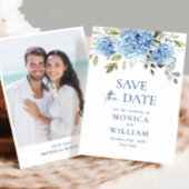 Elegant Blue Hydrangea Floral Wedding Photo Save The Date