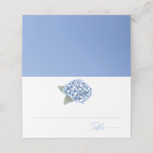 Elegant Blue Hydrangea Floral Wedding Plaatskaartje (Buitenkant ongevouwen)