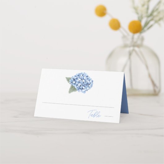 Elegant Blue Hydrangea Floral Wedding Plaatskaartje (Voorkant)