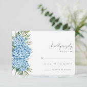Elegant Blue Hydrangea Floral Wedding RSVP Kaartje (Staand voorkant)