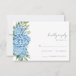 Elegant Blue Hydrangea Floral Wedding RSVP Kaartje