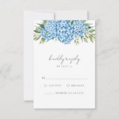 Elegant Blue Hydrangea Floral Wedding RSVP Kaartje (Voorkant)