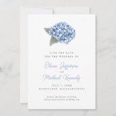 Elegant Blue Hydrangea Floral Wedding Save The Date (Voorkant)
