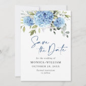 Elegant Blue Hydrangea Floral Wedding Save The Date (Voorkant)