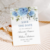 Elegant Blue Hydrangea Floral Wedding Save The Date