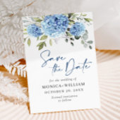 Elegant Blue Hydrangea Floral Wedding Save The Date