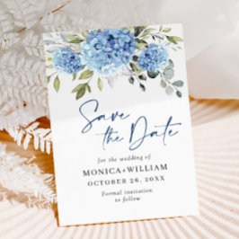 Elegant Blue Hydrangea Floral Wedding Save The Date