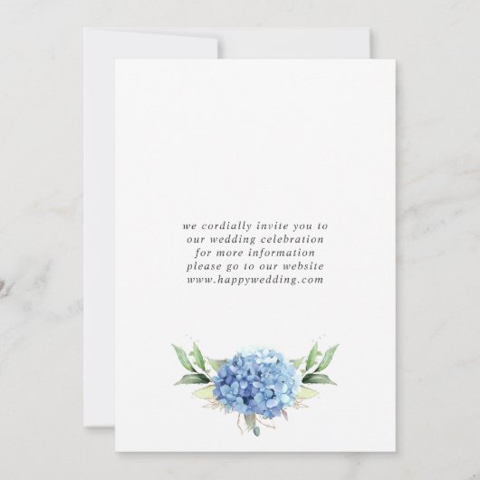 Elegant Blue Hydrangea Floral Wedding Save The Date (Achterkant)