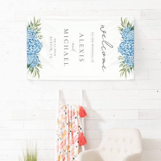 Elegant Blue Hydrangea Floral Wedding Spandoek (Insitu)