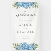 Elegant Blue Hydrangea Floral Wedding Spandoek (Verticaal)