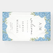 Elegant Blue Hydrangea Floral Wedding Spandoek (Horizontaal)