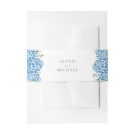 Elegant Blue Hydrangea Floral Wedding Uitnodigingen Wikkel
