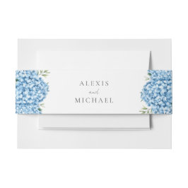 Elegant Blue Hydrangea Floral Wedding Uitnodigingen Wikkel