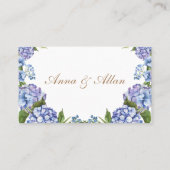 Elegant Blue Hydrangea Floral White Wedding Plaatskaartje (Achterkant)
