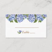 Elegant Blue Hydrangea Floral White Wedding Plaatskaartje (Voorkant)