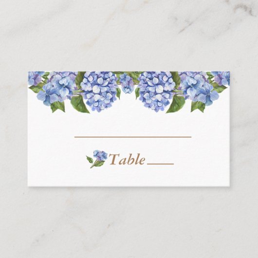 Elegant Blue Hydrangea Floral White Wedding Plaatskaartje (Voorkant)