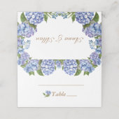 Elegant Blue Hydrangea Floral White Wedding Place Plaatskaartje (Buitenkant ongevouwen)