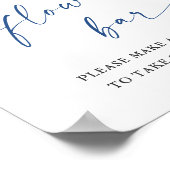 Elegant Blue Hydrangea Flower Bar Vrijgezellenfees Poster (Hoek)