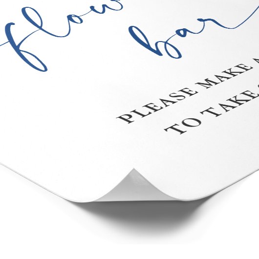 Elegant Blue Hydrangea Flower Bar Vrijgezellenfees Poster (Hoek)