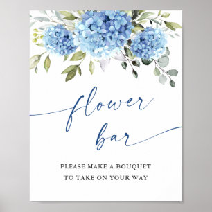 Elegant Blue Hydrangea Flower Bar Vrijgezellenfees Poster