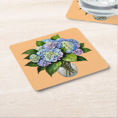 Elegant Blue Hydrangea Flower Paper Onderzetter (Schuin)