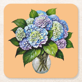Elegant Blue Hydrangea Flower Paper Onderzetter