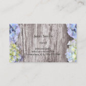 Elegant Blue Hydrangea Flowers Wood Background Visitekaartje (Achterkant)