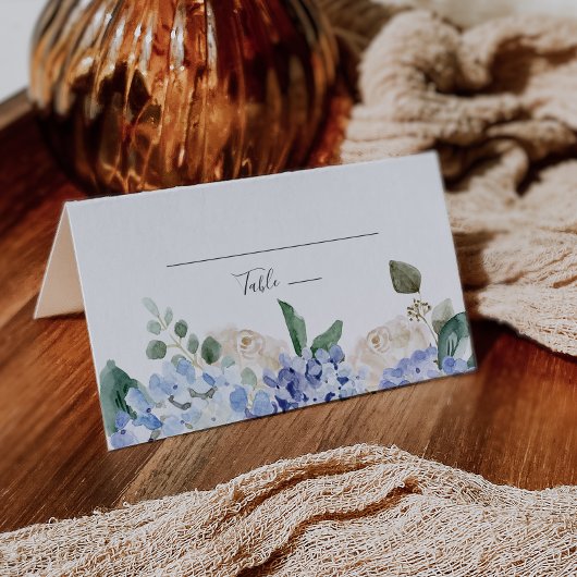 Elegant Blue Hydrangea Folded Place Card Plaatskaartje