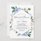 Elegant Blue Hydrangea Geometric Rehearsal Dinner Kaart (Voorkant)