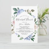 Elegant Blue Hydrangea Geometric Rehearsal Dinner Kaart (Staand voorkant)