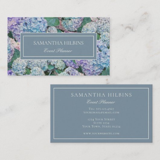 Elegant Blue Hydrangea Gray Professional Visitekaartje (Voorkant / Achterkant)