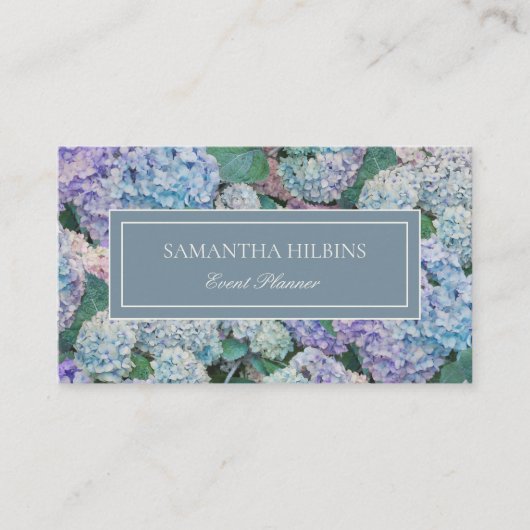 Elegant Blue Hydrangea Gray Professional Visitekaartje (Voorkant)