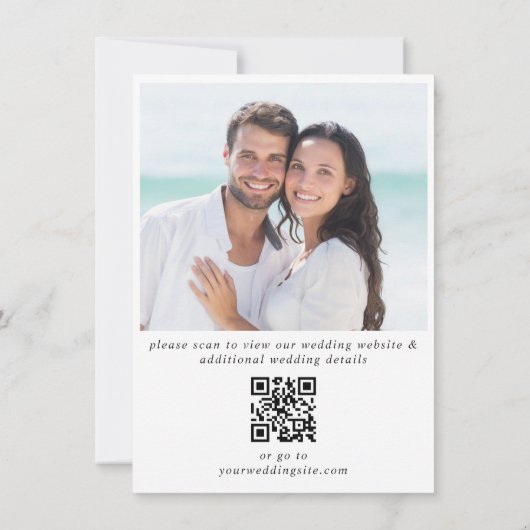 Elegant Blue Hydrangea Greenery Photo Wedding QR Save The Date (Achterkant)