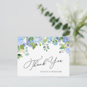 Elegant Blue Hydrangea Greenery Wedding Bedankt Briefkaart (Staand voorkant)