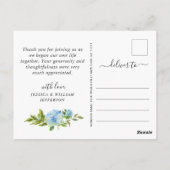 Elegant Blue Hydrangea Greenery Wedding Bedankt Briefkaart (Achterkant)