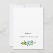Elegant Blue Hydrangea Greenery Wedding Save The Date (Achterkant)