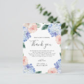 Elegant Blue Hydrangea Hartelijk dank voor uw Kaar Briefkaart (Staand voorkant)