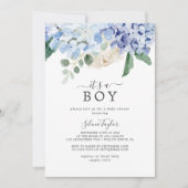Elegant Blue Hydrangea Het is een Baby shower van  Kaart (Voorkant)
