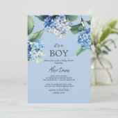 Elegant Blue Hydrangea Het is een Baby shower van  Kaart (Staand voorkant)