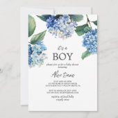 Elegant Blue Hydrangea Het is een Baby shower van Kaart (Voorkant)