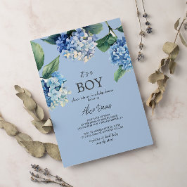 Elegant Blue Hydrangea Het is een Baby shower van  Kaart