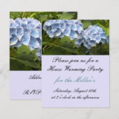 Elegant Blue Hydrangea House Warming Invitation Kaart (Voorkant / Achterkant)