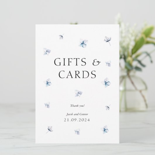 Elegant Blue Hydrangea Huwelijkscadeaus & Kaarten  (Staand voorkant)